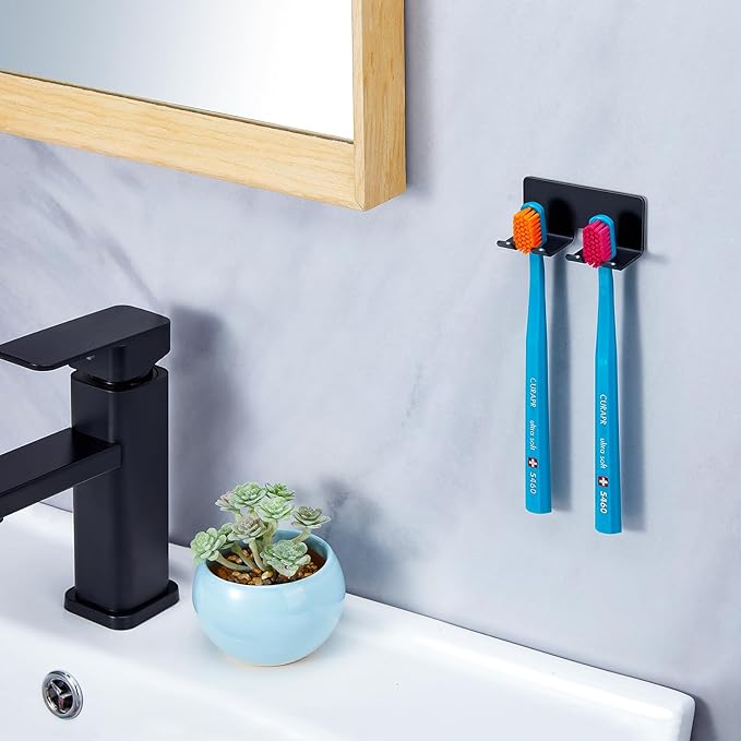 Electric Toothbrush Head Holder, Toothbrush Holders Wall Mounted, Electric Toothbrushs Holder, Bathroom Shower Tooth Brushing Holder, Tooth Brush Head Holder Organiser (Black, Small)