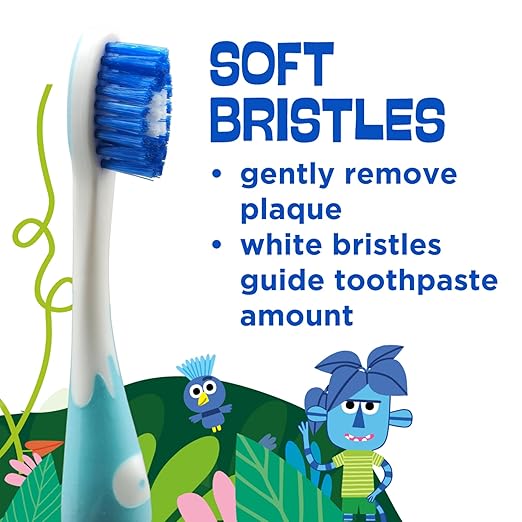 GUM Monsterz Jr Kids’ Toothbrush, Soft Bristled Children’s Toothbrush with Suction Cup, for Ages 5+, 1 Count(Pack of 6)