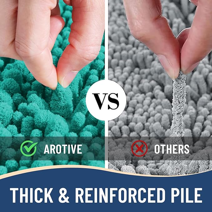 Arotive Luxury Chenille Bathroom Rug Mat, Extra Soft Thick Absorbent Shaggy Bath Rugs, Non-Slip Machine Wash Dry, Plush Bath Mats for Bathroom, Shower and Tub, 36x24, Teal