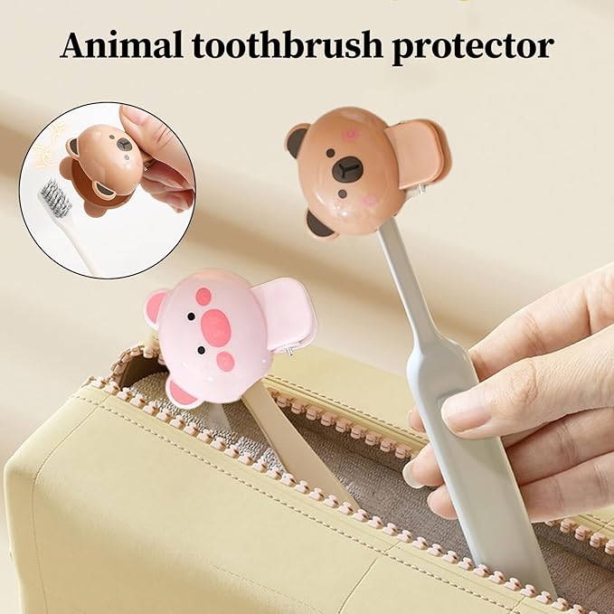 Toothbrush Protector Cap - Set of 4 Covers, Decorative Bathroom Gadgets | Hygienic Bristle Guard for Family Shared Sink