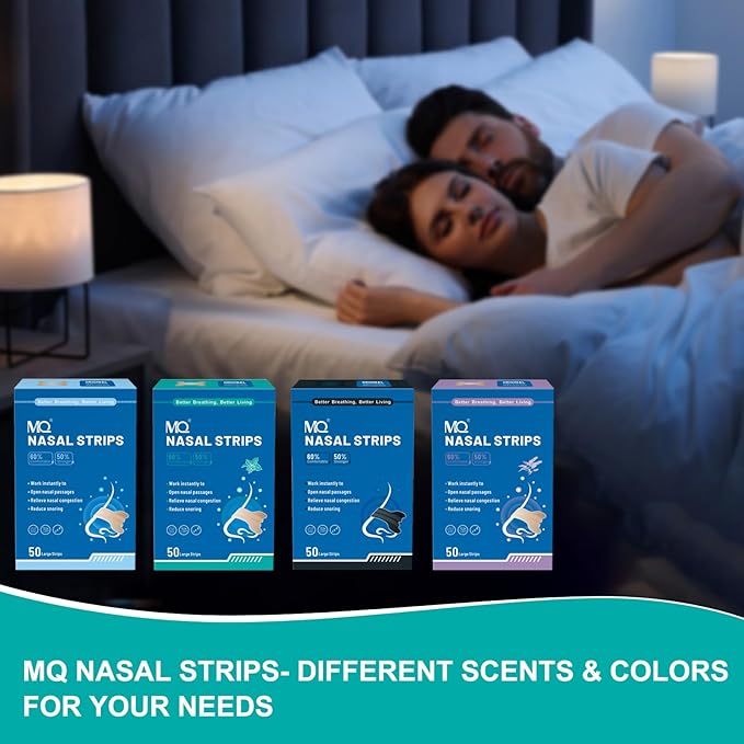 MQ 100ct Nasal Strips for Snoring Mint Scent Nose Strips for Breathing Extra Strength Snore Strips to Open Nasal Passages, Relieve Nasal Congestion
