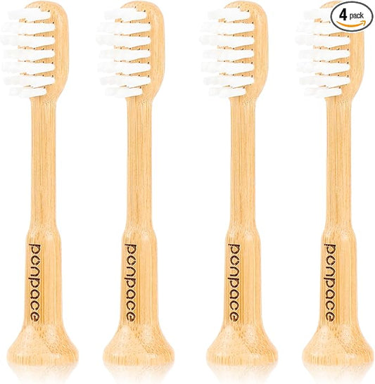 Bamboo Toothbrush Heads Compatible with Laifen, Extra Soft Castor-Oil Bristles for Sensitive Teeth, Eco-Friendly & Gentle Cleaning