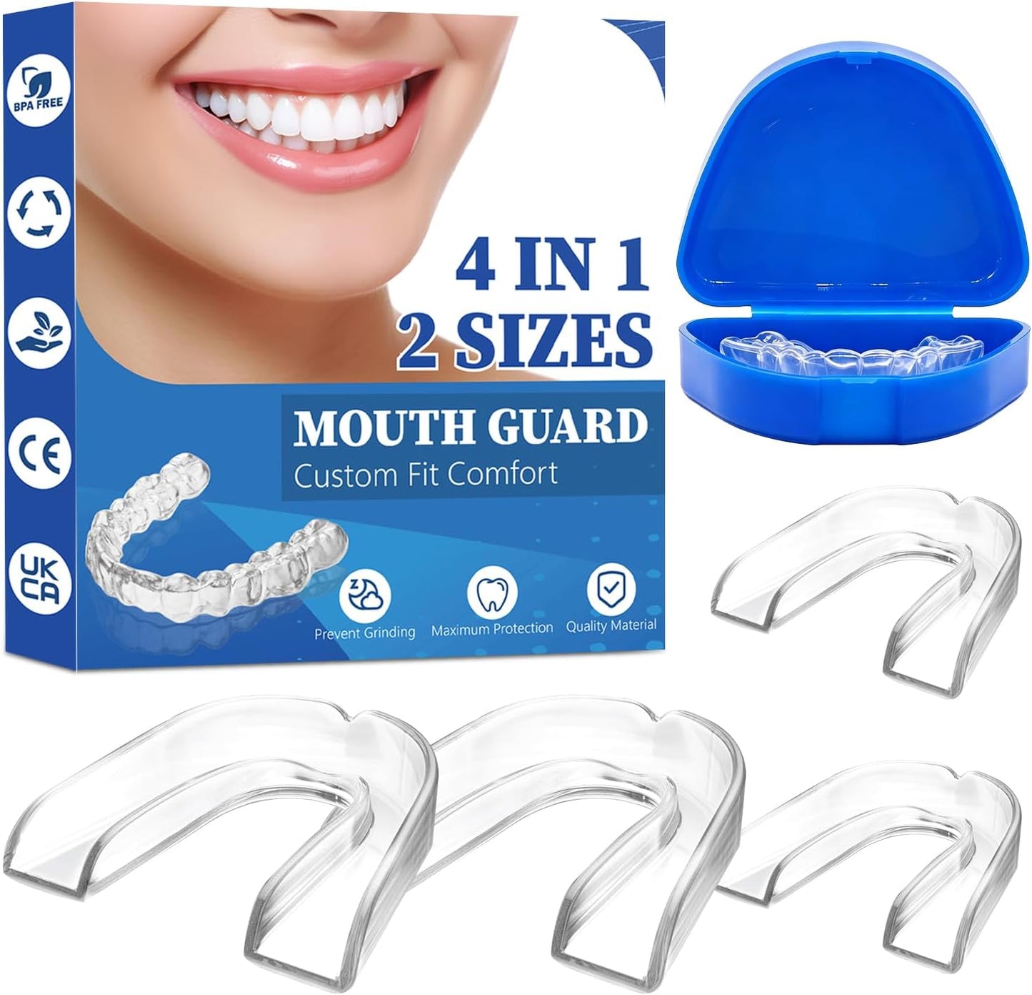 Xoyeie Night Guard for Teeth Grinding – Boil-and-Bite, Custom Fit, Food-Grade EVA, 6-Pack, Adults