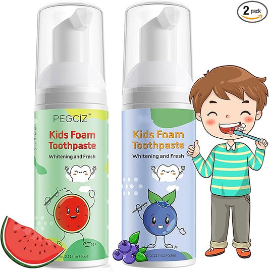Foam Toothpaste Kids, Kids Mouthwash with Fruit Flavor - Toddler Toothpaste Age for Children, 360ºCare Natural Anti-Cavity Formulas with Fluoride for Electric & U-Shape Toothbrushes