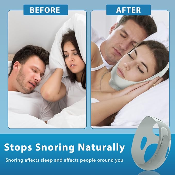 Chin Strap for Sleeping, Anti Snoring Chin Strap for Users, Chin Strap for Snoring Solution, Adjustable and Breathable Anti Snoring Chin Strap, Snoring Support for Men and Women