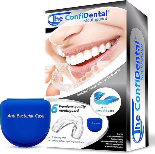 The ConfiDental Mouth Guard for Grinding Teeth at Nighttime Pack of 6 Moldable Dental Bite Guards for Clenching and Bruxism, Custom Fit for Comfortable Sleep
