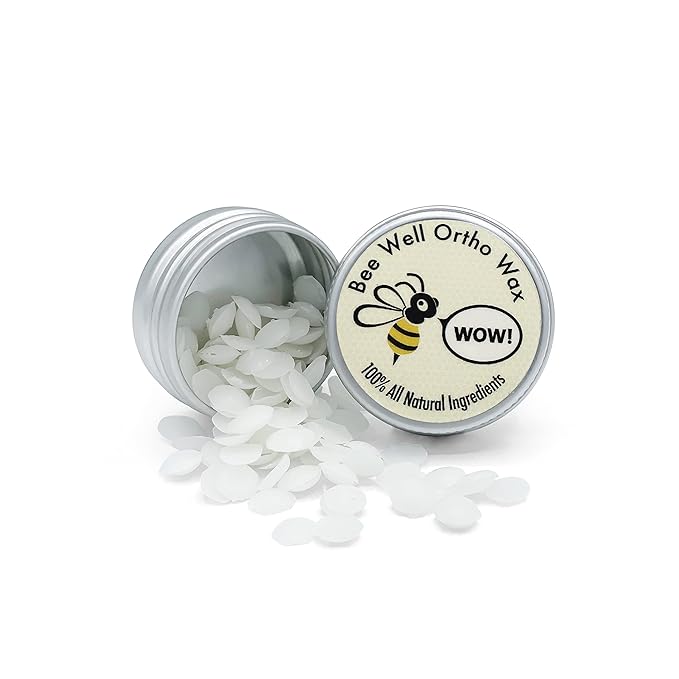 Bee Well Ortho Wax Pure | All Natural Extra Firm Braces Wax | Protect, Prevent & Relieve Orthodontic Braces Discomfort & Mouth Pain | Aluminum Jar | 75 Pieces of Wax for Braces