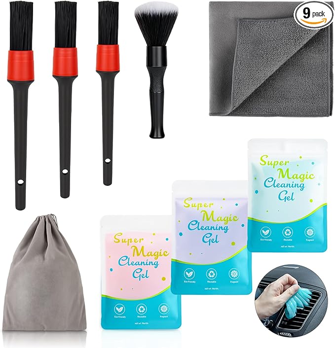 TICARVE Car Interior Detailing Cleaning Kit,Car Detailing Crevice Brush Set, Cleaning Gel, Interior and Exterior Cleaner,Accessories Tool Supplies for Car,Keyboard and Interior