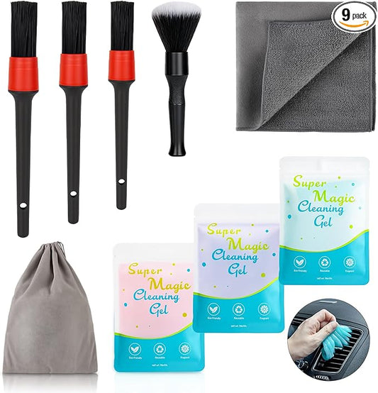 TICARVE Car Interior Detailing Cleaning Kit,Car Detailing Crevice Brush Set, Cleaning Gel, Interior and Exterior Cleaner,Accessories Tool Supplies for Car,Keyboard and Interior