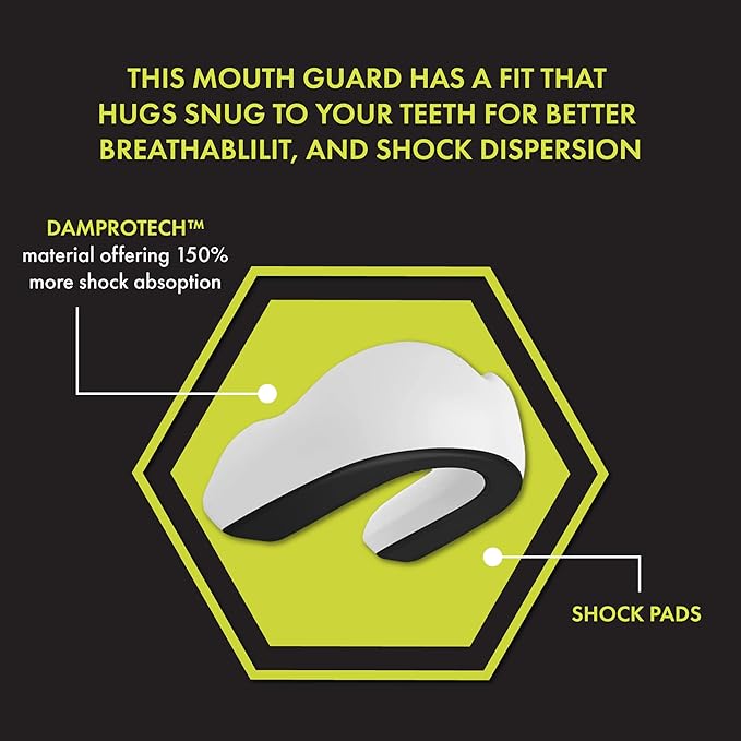 DAMAGE CONTROL Extreme Impact Mouth Guard – Sports Mouthguard for Boxing, MMA, BJJ, Hockey, Rugby, Lacrosse, & More – Mouthpiece for Teeth & Jaw Protection, for Youth & Adults (Youth, White)