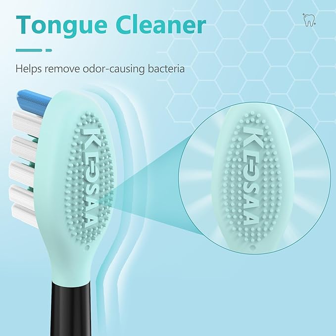 Replacement Toothbrush Heads for Philips Sonicare Electric Toothbrush Black, 2-in-1 Tongue Cleaner, 8 Pack, Mint Green, Suitable for Philips Sonicare Heads, C2, C1, C3, W1, W2, W3, G1, G2, G3