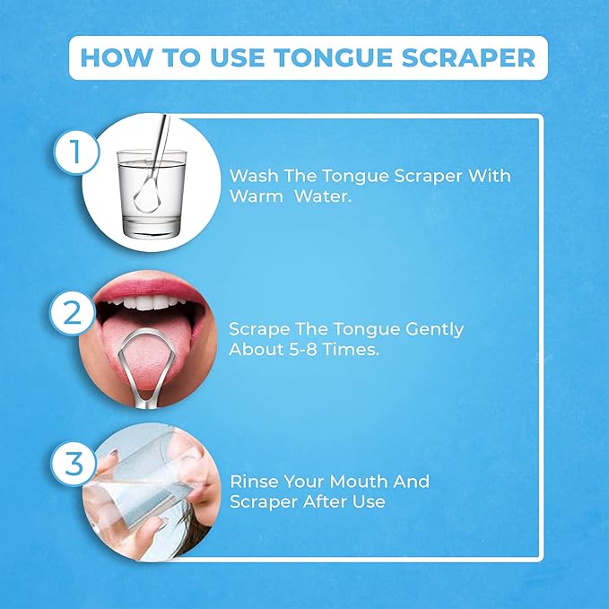 HOKIN Tongue Scraper for Adults with Travel Case (1Pcs Oral Care Pack) - 100% Metal Spoon Shaped Tongue Cleaner, Tough Scraper for Oral Hygiene
