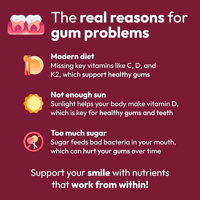Gum Restore - Gum Care + Teeth Vitamins - Gum Health & Oral Health - Supports Receding Gums & Gum Care - Dental Vitamins for Adults – 180 Capsules, Non-GMO Gum Health Supplements