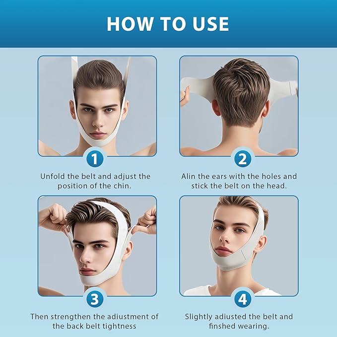 Chin Strap for Sleeping, Anti Snoring Chin Strap for Users, Chin Strap for Snoring Solution, Adjustable and Breathable Anti Snoring Chin Strap, Snoring Support for Men and Women