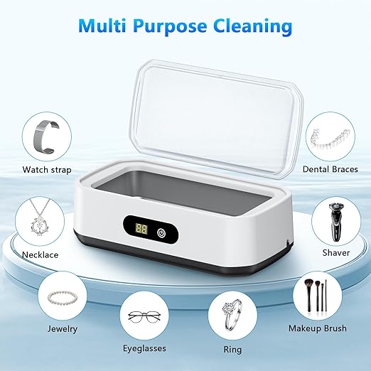 2025 Upgrade Large Capacity Ultrasonic Cleaner, 50Khz Ultrasonic Cleaner Machine with 5 Modes Timer for Glasses Dentures-304 Stainless Steel Tank,White & Black