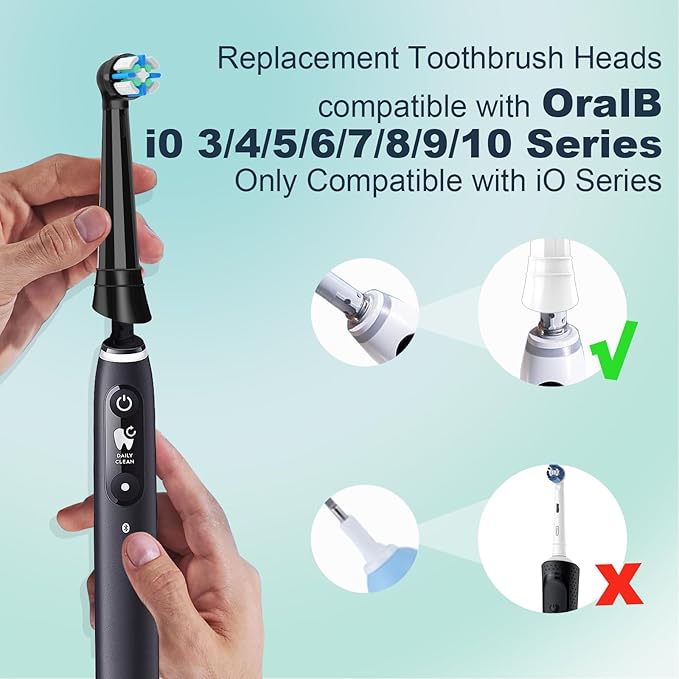 8PCS iO Replacement Heads Compatible with Oral B iO,iO Series Electric Toothbrush Heads Compatible with Oral B iO 2/3/4/5/6/7/8/9/10,Medium Bristles for Effective Plaque Removal