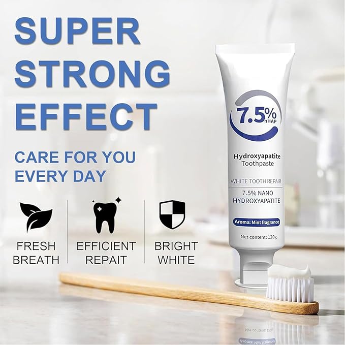 Fluoride Free Nano Hydroxyapatite Toothpastes for Teeth Whitening, Remineralizing, Deep Cleansing, Enamel-Safe, Anti-Plaque, Teeth Restoration, 4.23oz
