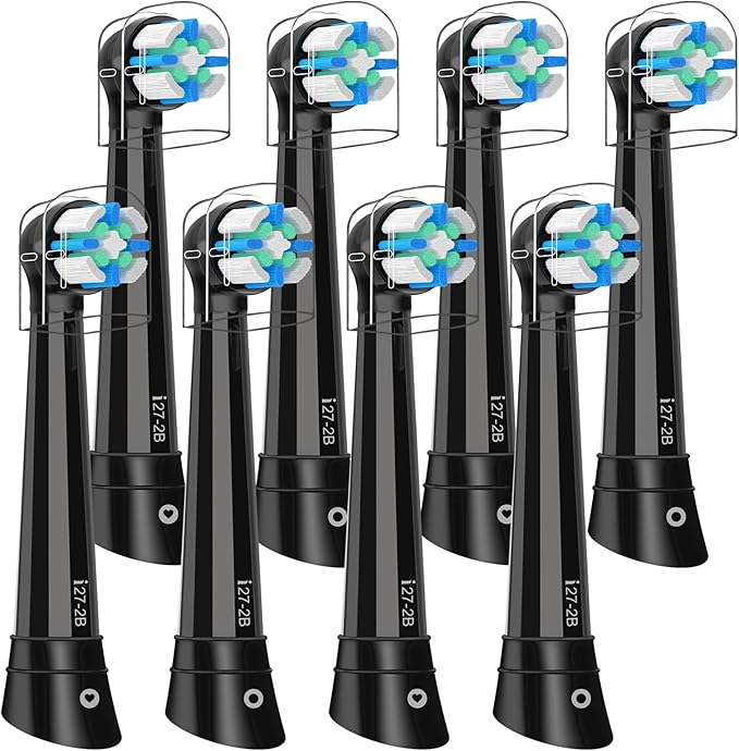 8 Pcs iO Replacement Heads Compatible with Oral B iO 2/3/4/5/6/7/8/9/10/Deep Clean Series Electric Toothbrush, IO Toothbrush Heads, Brush Heads with Medium-Hard bristles Care Your Teeth (Black)