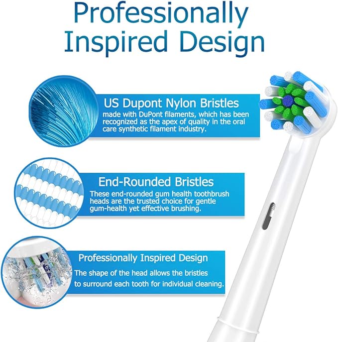 Replacement Toothbrush Heads Compatible with Braun Oral b 7000/Pro 1000/9600/ 5000/3000/8000/ and Smart Electric Toothbrush, 16 Pcs (White)