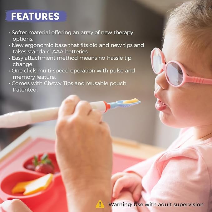 TalkTools Sensi Oral Sensory Therapy Tool with Soft Sensi Jaw Tips (Grey, 7 Tips Set - Grey)