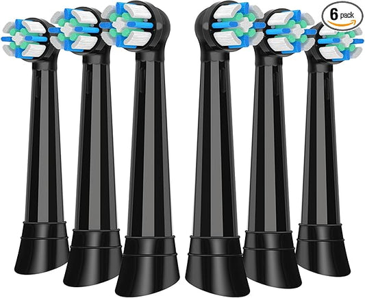 IO Replacement Heads Compatible with Oral b iO 2/3/4/5/6/7/8/9/10/Deep Clean Electric Toothbrush, Brush Heads Compatible with Oral b iO for Teeth Clean (6 Black)