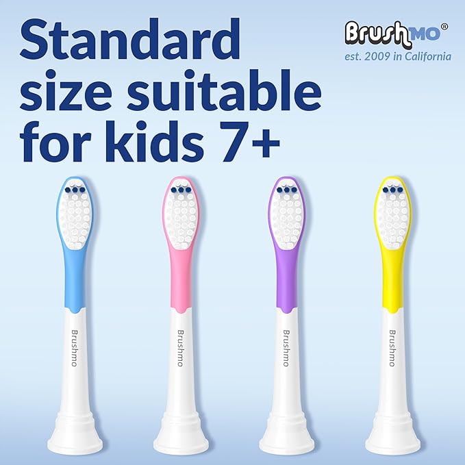 Brushmo Kids Replacement Toothbrush Heads, Compatible with Philips Sonicare for Kids HX6032 & HX6042, Ultra-Soft Dupont Bristles, 8-Pack for Ages 6+, Multi-Color (BM648)