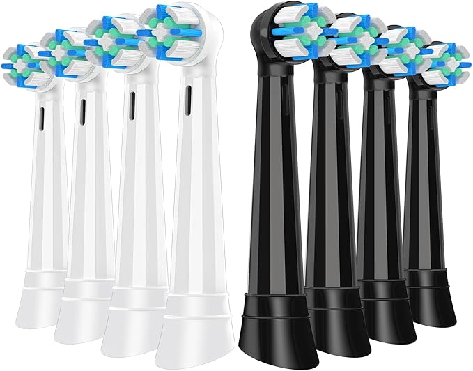 8 Pcs IO Replacement Heads Compatible with Braun Oral B iO 2/3/4/5/6/7/8/9/10 Series Electric Toothbrushes, IO Brush Heads Compatible with Oral B iO for Teeth Clean (Black/White)