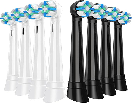 8 Pcs IO Replacement Heads Compatible with Braun Oral B iO 2/3/4/5/6/7/8/9/10 Series Electric Toothbrushes, IO Brush Heads Compatible with Oral B iO for Teeth Clean (Black/White)