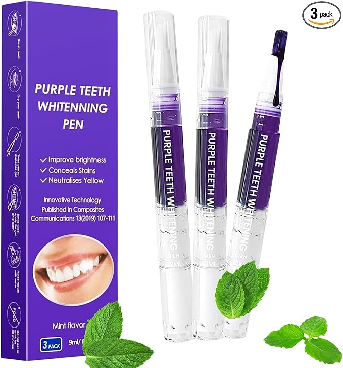 3Pcs Teeth Whitening Pen, Teeth Whitener Pen Gel Effective Tooth Whitening Pens Kit for Stain Removal, Friendly, Painless, Low Sensitivity, Portable for Home Use