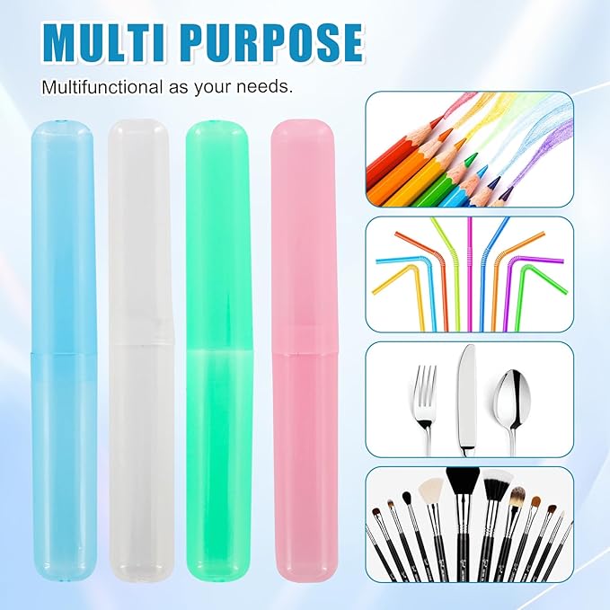 8 PCS Toothbrush Covers and Toothbrushs Travel Case, Travel Toothbrush Holder, Tooth Brush Cover Cap for Traveling, Bathroom, Camping, Business Trip