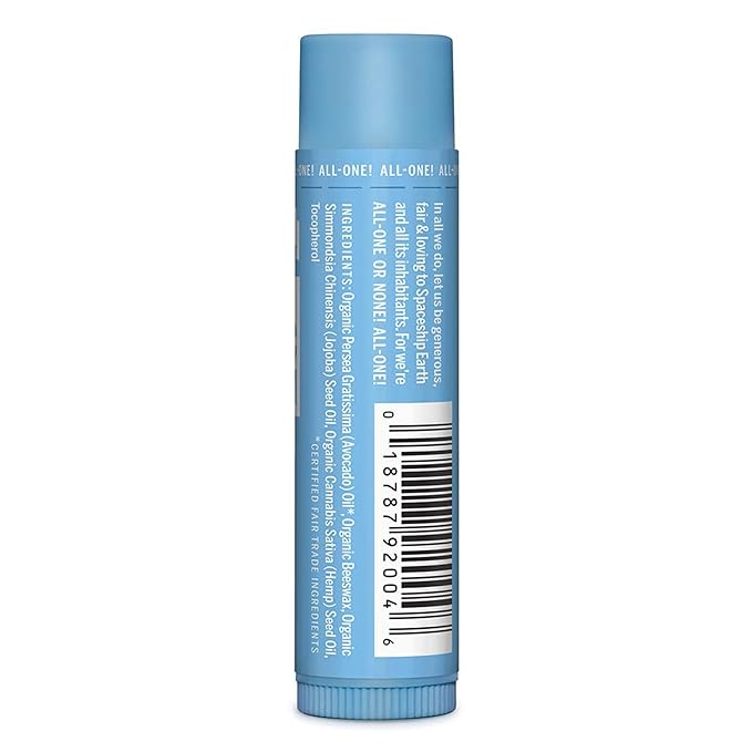Dr. Bronner’s Organic Lip Balm 6-Pack (.15oz) Natural, Moisturizing, Petroleum-Free Lip Moisturizer with Beeswax & Avocado Oil for Dry Lips, Men & Women - Unscented
