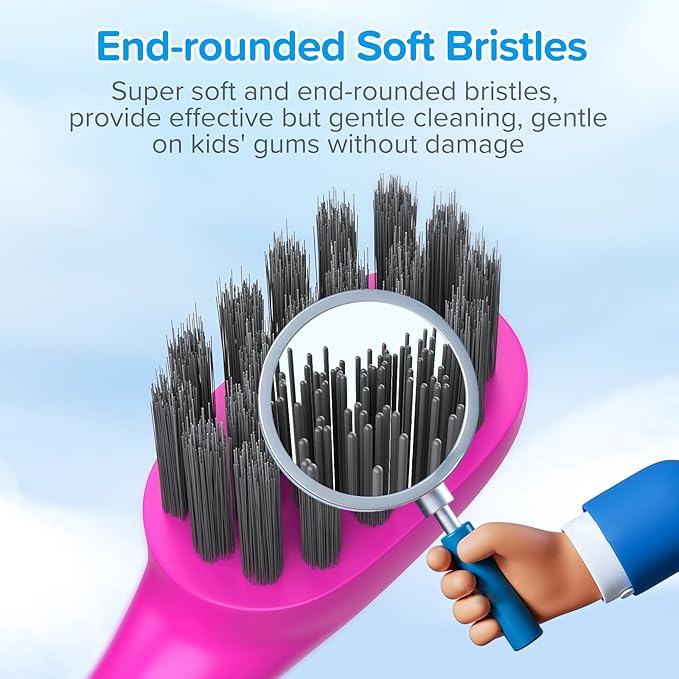Replacement Toothbrush Heads Compatiable with Burst Kids Electric Toothbrush, Soft Charcoal Bristles for Gentle on Gum and Deep Cleaning, Pink, Pack of 5