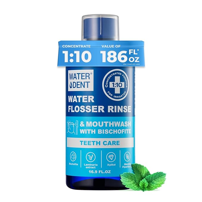 2 Pack Concentrated Water flosser Rinse & Mouthwash, Add to Oral irrigator, Apple Mint & Mint Flavor, Alcohol and Fluoride Free, Made in USA, Gum & Teeth Care
