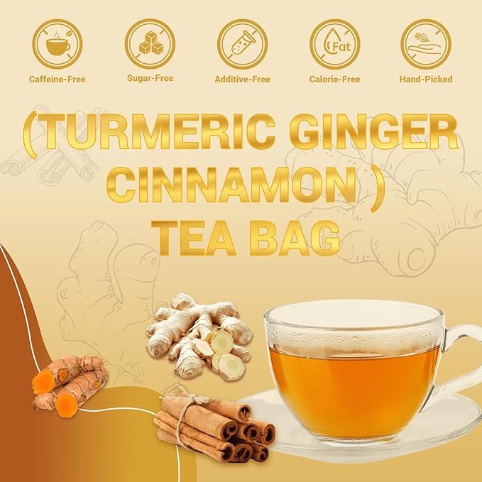 Turmeric Ginger Cinnamon Tea Bags, No Sugar, No Caffeine, 120 Count