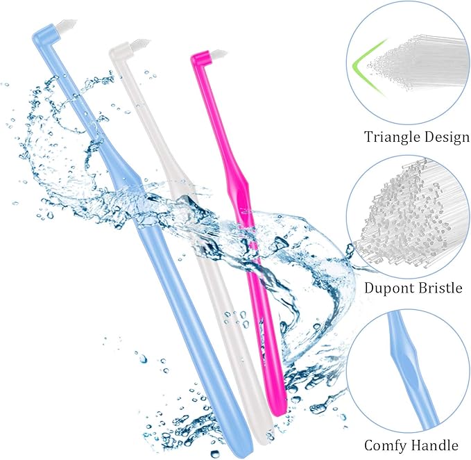 Boao 12 Pcs Tufted Toothbrush End Bulk Compact Single Tuft Brush Soft Orthodontic Toothbrush Interdental Brush Trim for Orthodontic Braces Dental Implant Denture Detail Cleaning, Small Head