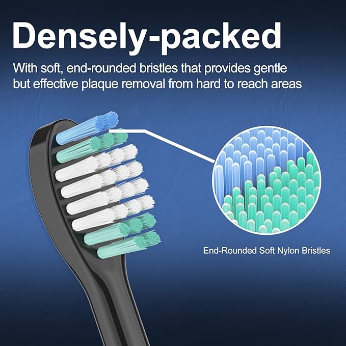 Replacement Toothbrush Heads Compatible with AquaSonic Black Series, Vibe Series, Black Series Pro,and for Duo Series Pro Electric Toothbrush Black, Pack of 10