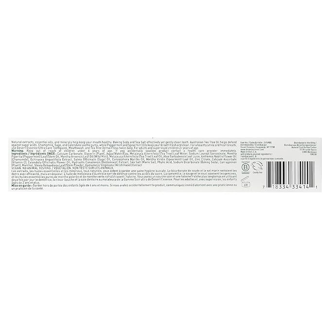 Desert Essence Natural Tea Tree Oil Ultra Care Toothpaste - Mega Mint - 6.25 Oz - Helps Soothe Gums & Reduce Plaque - Freshens Breath & Cleans Teeth - Oral Care - Defends Against Sugar Acids