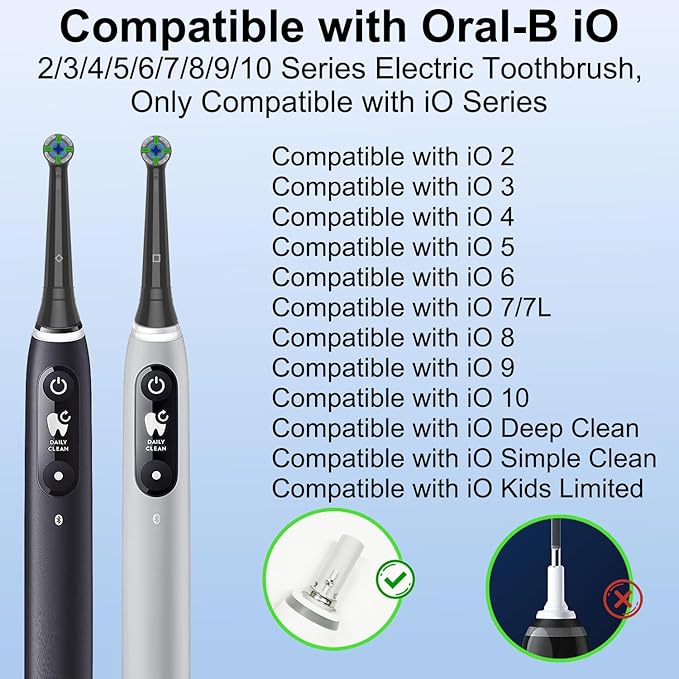 Replacement Heads Compatible with Oral B iO Electric Toothbrush, Replacement Toothbrush Heads Fit for Oral-B iO 2/3/4/5/6/7/8/9/10 Series Toothbrush, 8 Packs (Black)