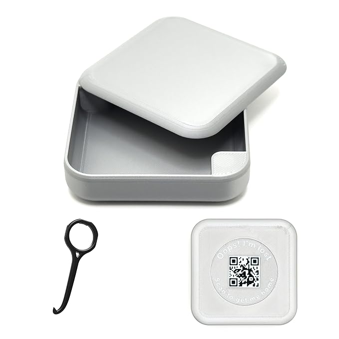 Kasse Invisalign Case Modern Aligner & Retainer Case with QR Code Recovery | Magnetic Twist Open | 3D Printed in the USA | Secure Travel Design | Includes Invisalign Remover Tool | Silver