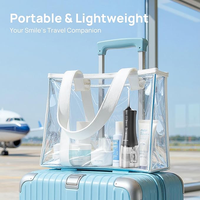 Operan Cordless Water Flossers for Teeth, 300ML Rechargeable Oral Irrigator with 4 Modes & 4 Nozzles, Portable Water Flossers for Adults, IPX7 Waterproof for Home and Travel, Black，01Pack