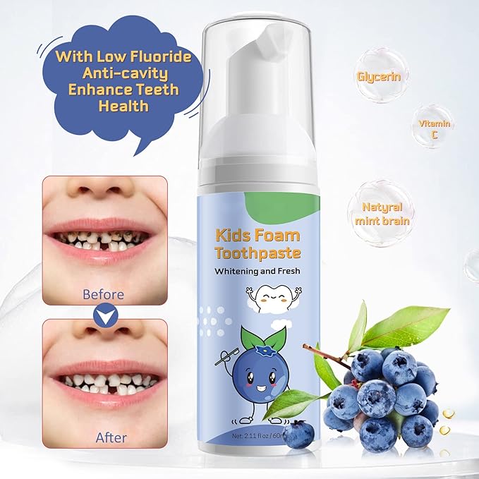 Foam Toothpaste Kids, 4 Packs Kids Foam Toothpaste for U-Shape Electric Toothbrush, Toddler's Toothpaste with Low Fluoride, Children Oral Cleaning for Best Result