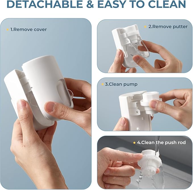 Toothpaste Dispenser Wall Mount for Bathroom-Toothpaste Holder Automatic Toothpaste Squeezer with Cover for Bathroom Organizer Storage (White)