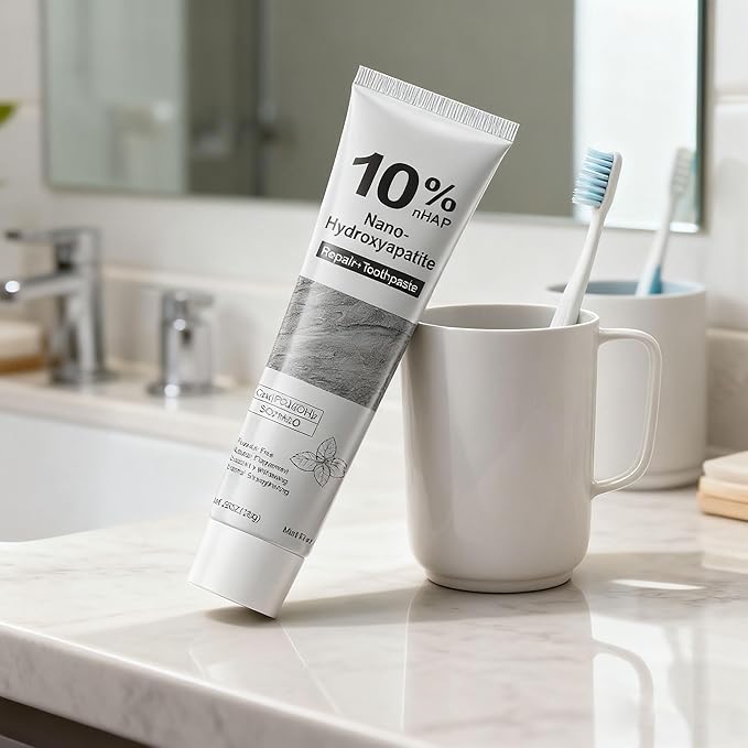10% Hydroxyapatite Toothpaste for Advanced Enamel Repair & Sensitivity Relief, Fluoride-Free, Fresh Mint, Gentle Daily Toothpaste for Whitening & Fresh Breath (2-Pack)