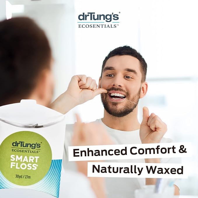 DrTung's Smart Floss - Natural Floss, PTFE & PFAS Free Floss, Gentle on Gums, Expands & Stretches, BPA Free - Natural Dental Floss Cardamom Flavor (Pack of 11)