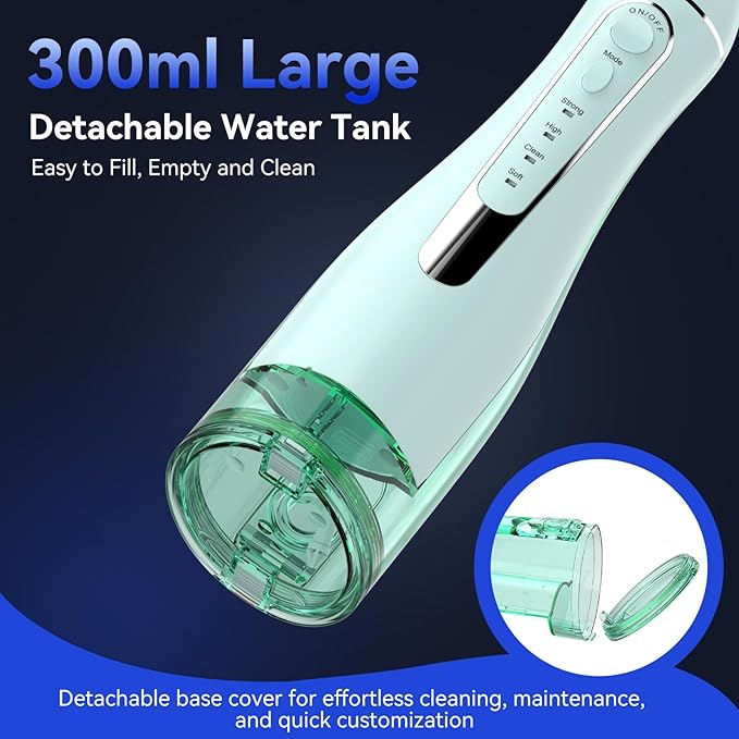 Water flossers for Teeth Pick, Portable Oral Irrigator Dental with 4 Modes 5 Jet Tips, IPX7 Rechargeable Water Tooth Flosser for Braces Sensitive Gum Care, 300ml Tank for Home Travel Use