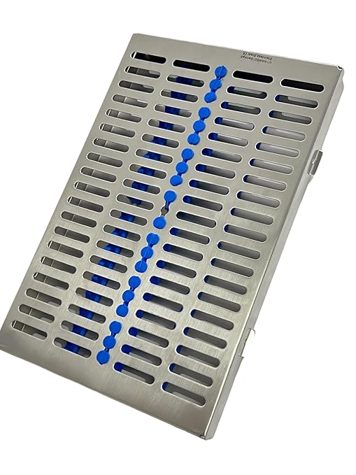ArtLab-Dental Instrument Sterilization Cassette Rack Box (for 20 Pieces) for Dental Instruments Organizer and Dental Hygiene Sterilization Cassettes Rack Box (20 Slot-Blue)