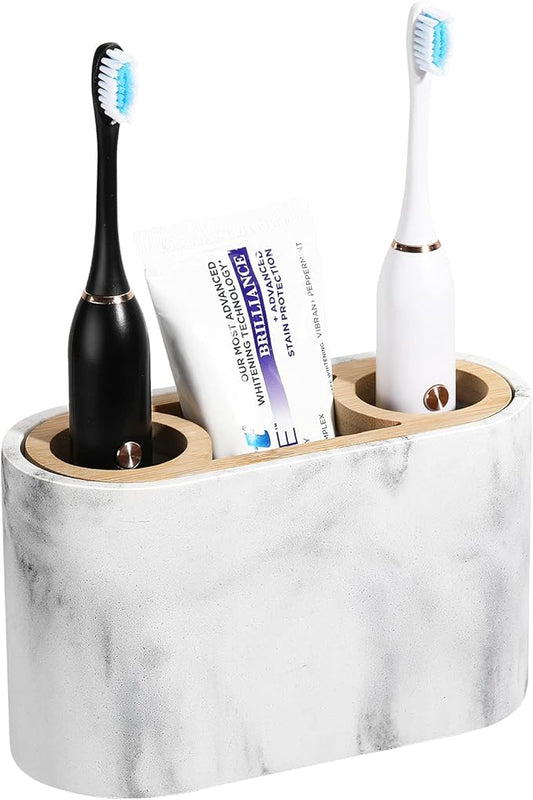 Shinowa Toothbrush Holder,Premium Toothbrush Organizer,Bathroom Storage Organizer for Electric Toothbrush, Toothpaste, Razor, Comb, Gravel White