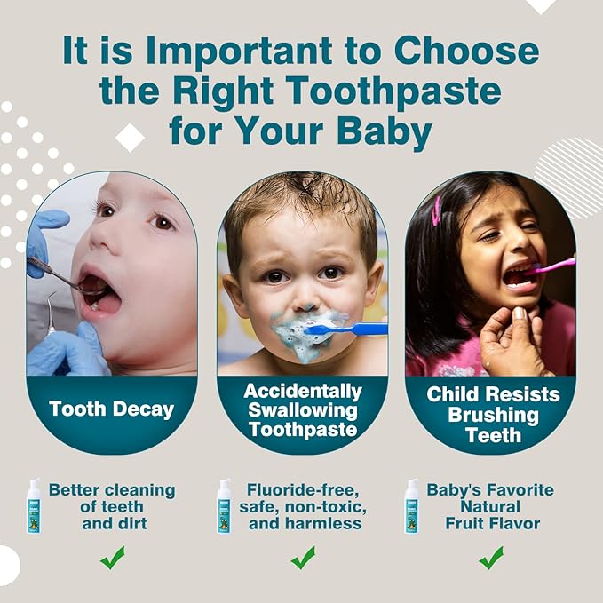 NOHOO Kids Foam Toothpaste with Fruit Flavor,Fluoride Free Natural Formul, Foam Toothpaste for Electric Toothbrush,Suitable for Toddler's Oral Cleaning and Cavity Prevention(Orange+Cantaloupe)