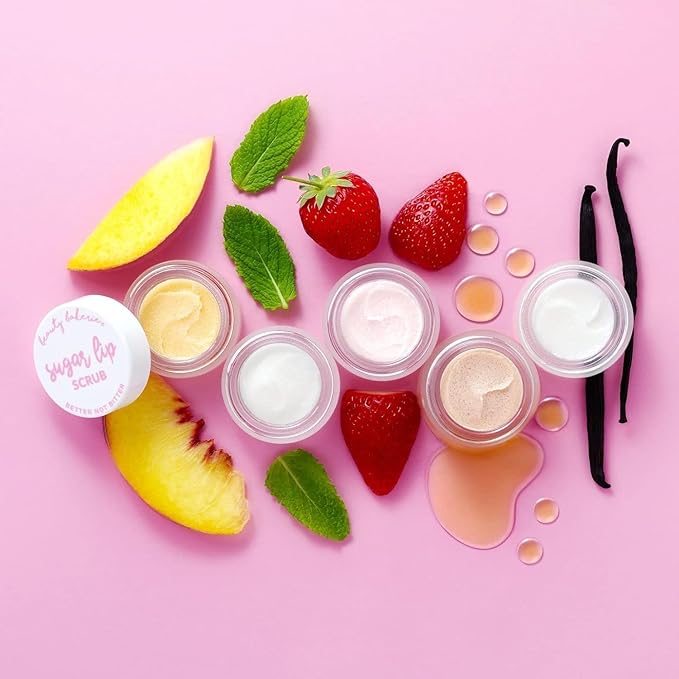 Beauty Bakerie Sugar Lip Scrub Exfoliator & Moisturizer, Lip Scrubber Exfoliator & Hydrator, Moisturizing Treatment Care & Plumper, Peach