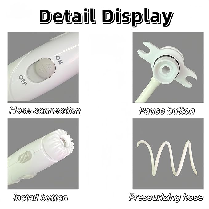 Replacement Hose and Handle Parts Compatible with Waterpik Replacement Parts - Waterpik Water Flosser WP-100 WP-300 WP-660 WP-900 Series Oral Irrigator, Oral Hygiene Accessories(Slide Switch, Grey)